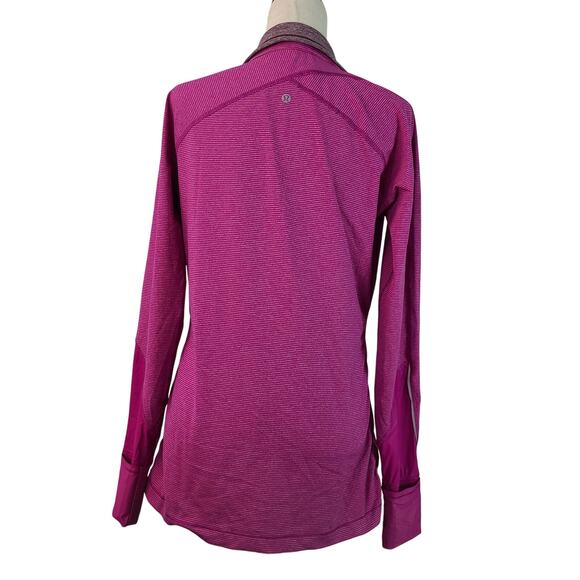 Lululemon Tonka Stripe Heathered Raspberry Pink Kriss Cross 1/2 Zip Top Shirt - Picture 4 of 5